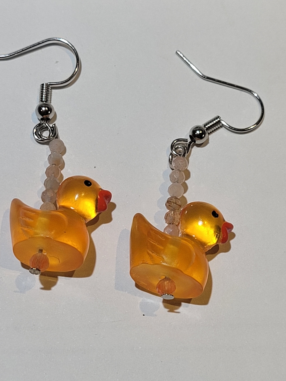 Cute Duck Dangle Gemstone Earrings